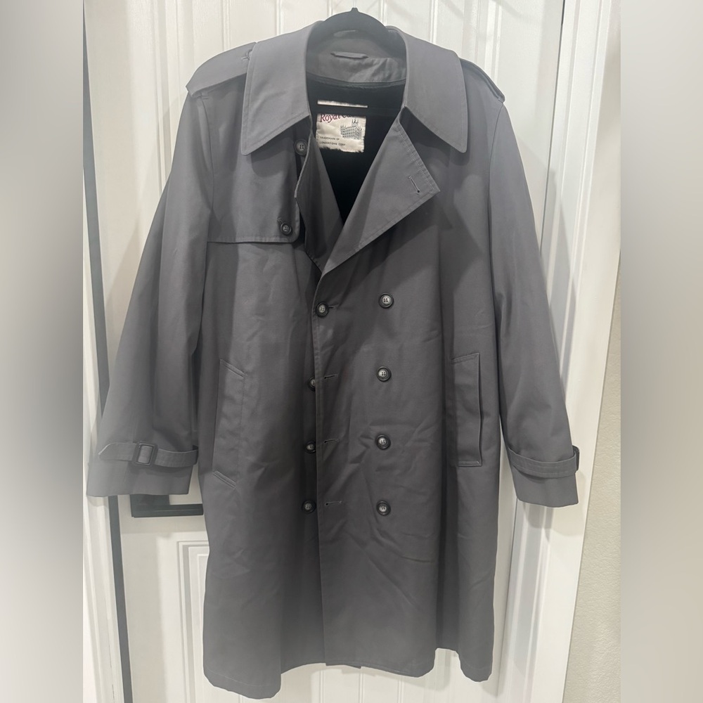 Vintage Londontown Corp Charcoal Double-Breasted Trench Coat 42R